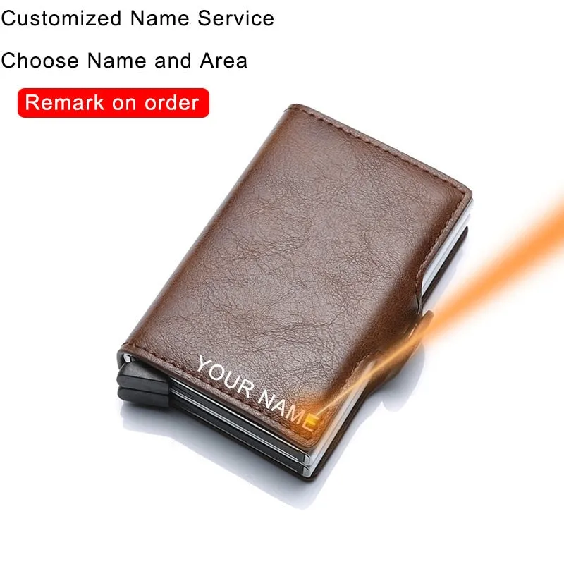 Cyflymder Men Wallets Luxury Brand Carbon Fiber Anti Rfid Credit Card Holder Mens Double Cardholder Case Wallet Metal Business Bank Creditcard Minimalist Wallet