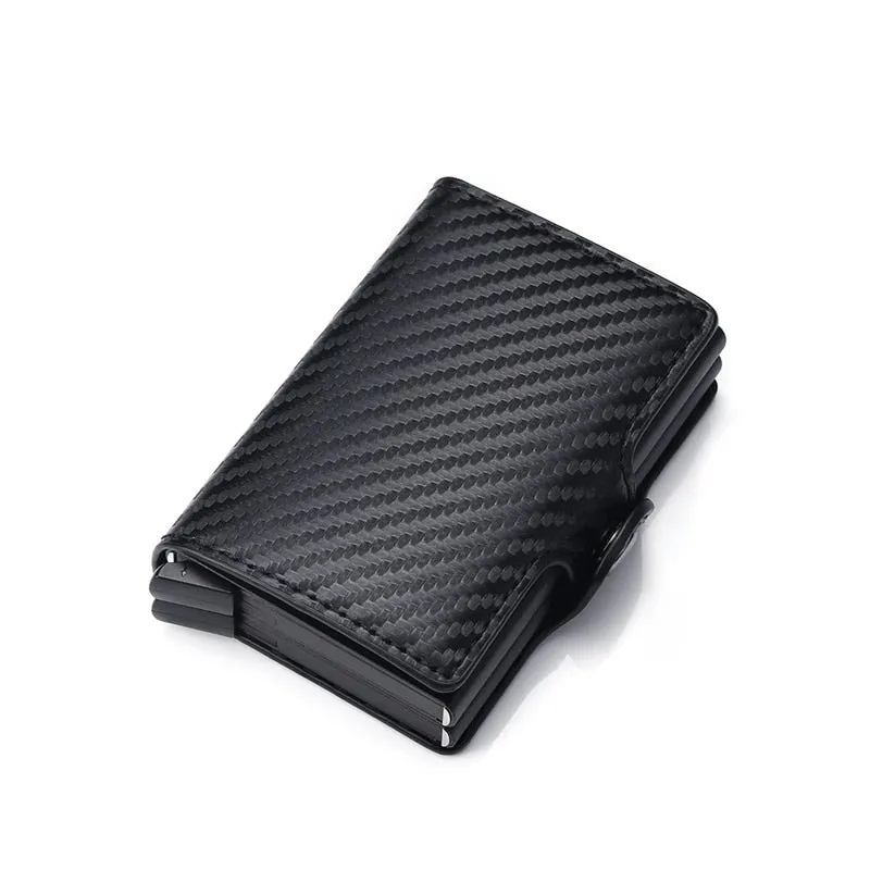 Cyflymder Men Wallets Luxury Brand Carbon Fiber Anti Rfid Credit Card Holder Mens Double Cardholder Case Wallet Metal Business Bank Creditcard Minimalist Wallet