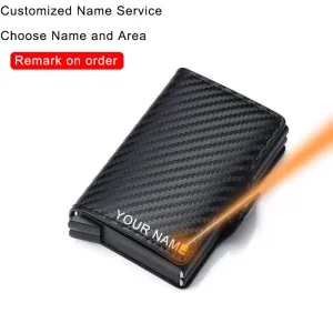 Cyflymder Men Wallets Luxury Brand Carbon Fiber Anti Rfid Credit Card Holder Mens Double Cardholder Case Wallet Metal Business Bank Creditcard Minimalist Wallet