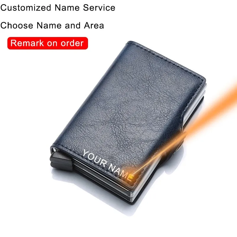 Cyflymder Men Wallets Luxury Brand Carbon Fiber Anti Rfid Credit Card Holder Mens Double Cardholder Case Wallet Metal Business Bank Creditcard Minimalist Wallet