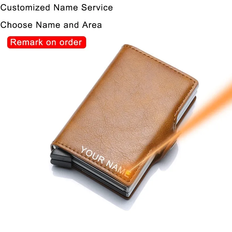 Cyflymder Men Wallets Luxury Brand Carbon Fiber Anti Rfid Credit Card Holder Mens Double Cardholder Case Wallet Metal Business Bank Creditcard Minimalist Wallet