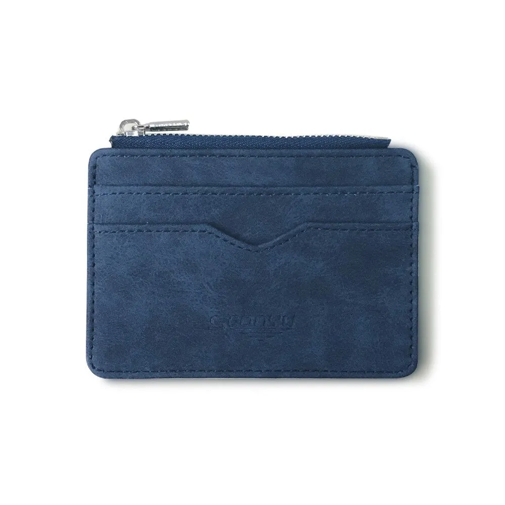 Cyflymder Men's Card Wallet Short Matte Leather Retro Multi-card Frosted Fabric Card Holder Money New Minimalist Purse Transparent Coins