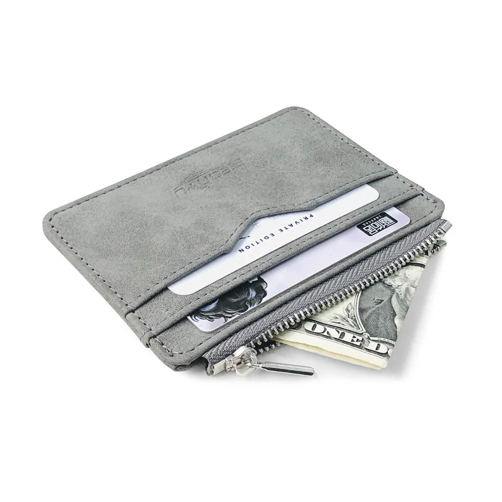 Cyflymder Men's Card Wallet Short Matte Leather Retro Multi-card Frosted Fabric Card Holder Money New Minimalist Purse Transparent Coins