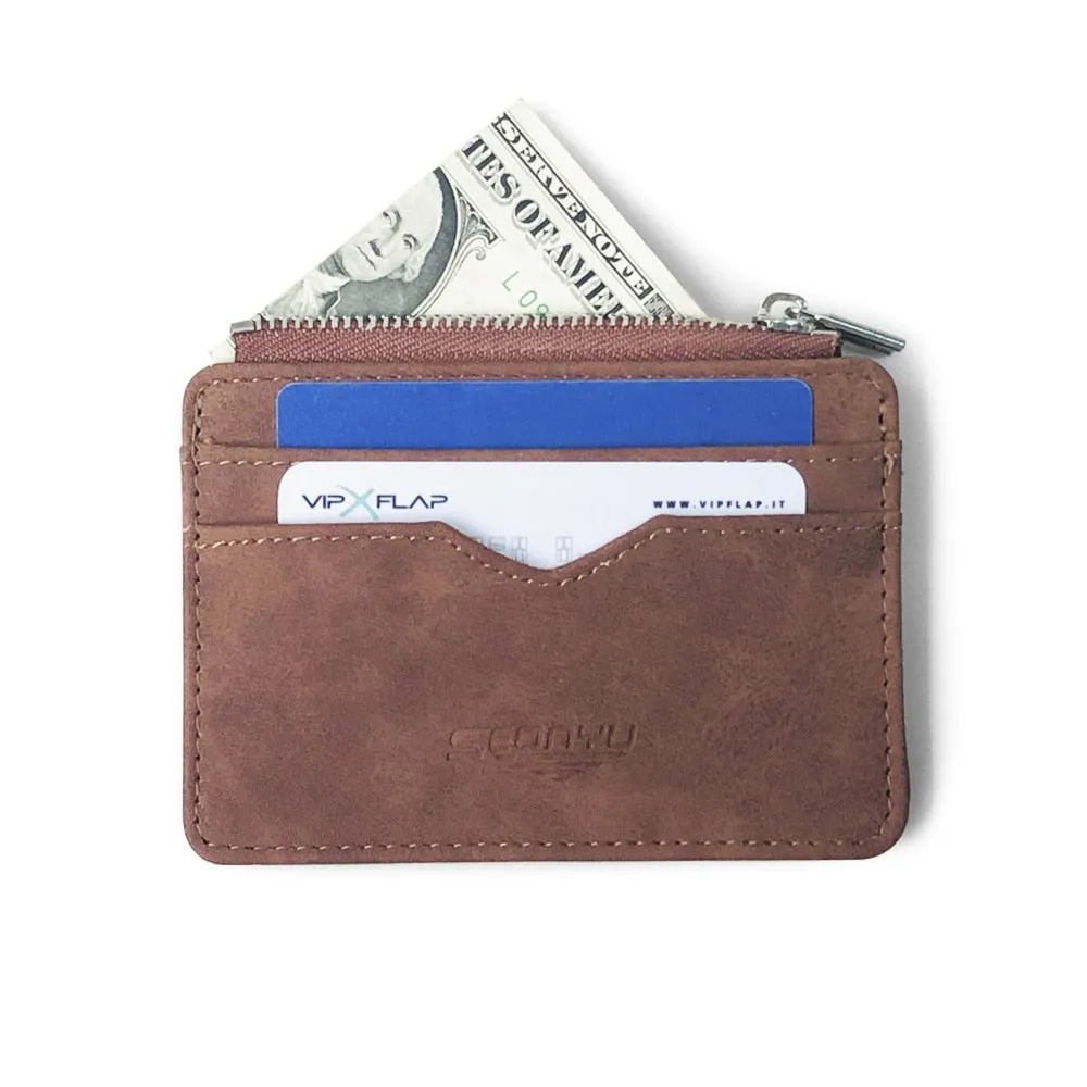 Cyflymder Men's Card Wallet Short Matte Leather Retro Multi-card Frosted Fabric Card Holder Money New Minimalist Purse Transparent Coins