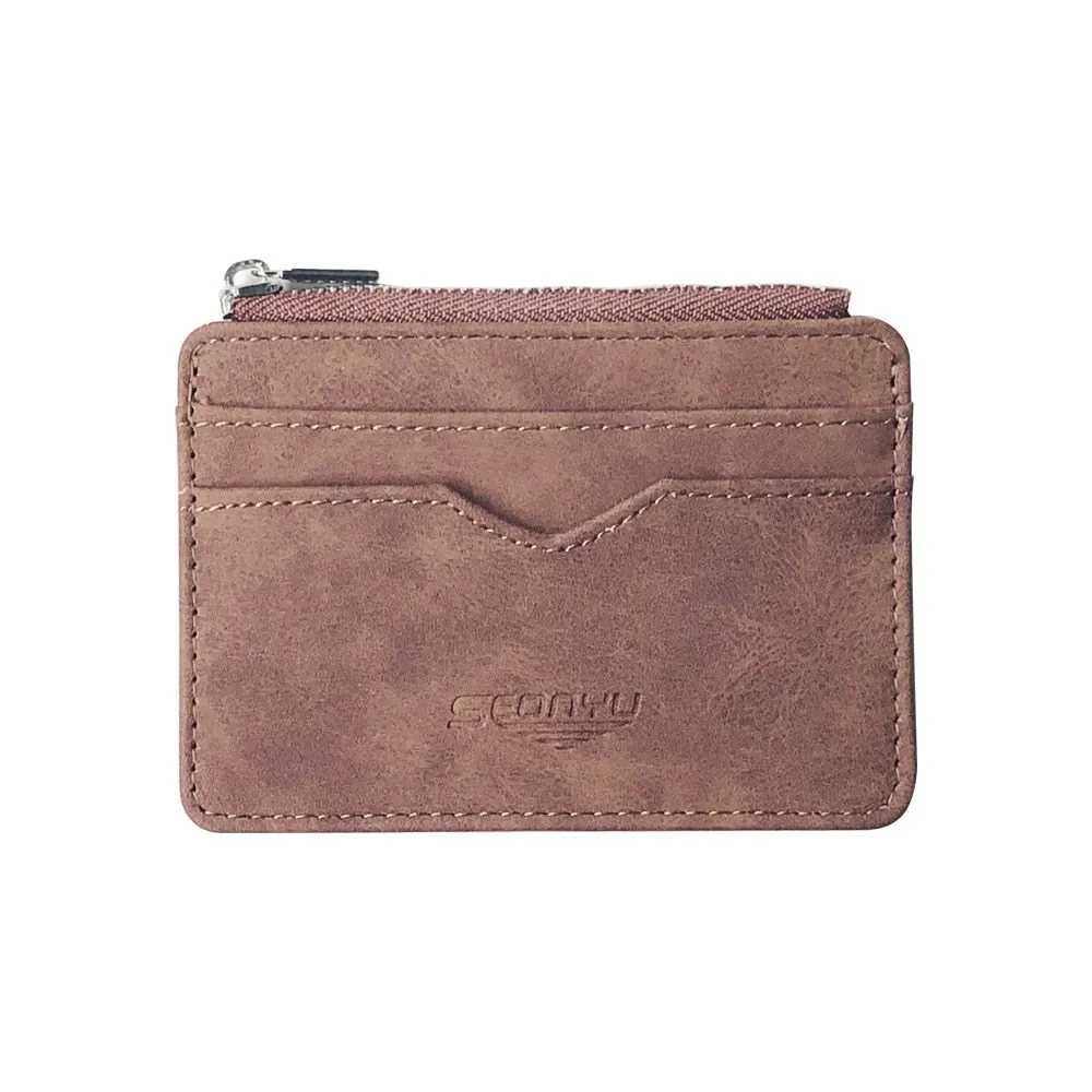 Cyflymder Men's Card Wallet Short Matte Leather Retro Multi-card Frosted Fabric Card Holder Money New Minimalist Purse Transparent Coins