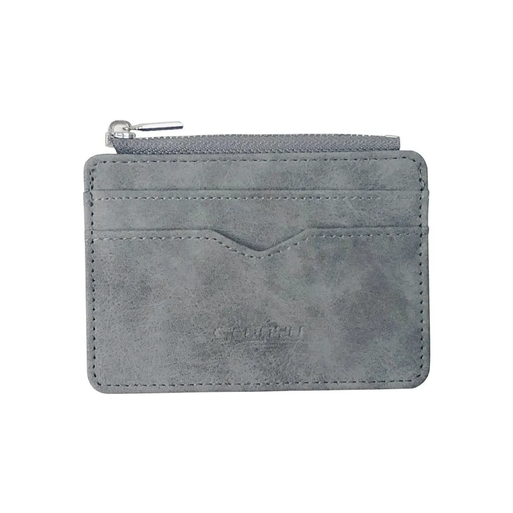Cyflymder Men's Card Wallet Short Matte Leather Retro Multi-card Frosted Fabric Card Holder Money New Minimalist Purse Transparent Coins