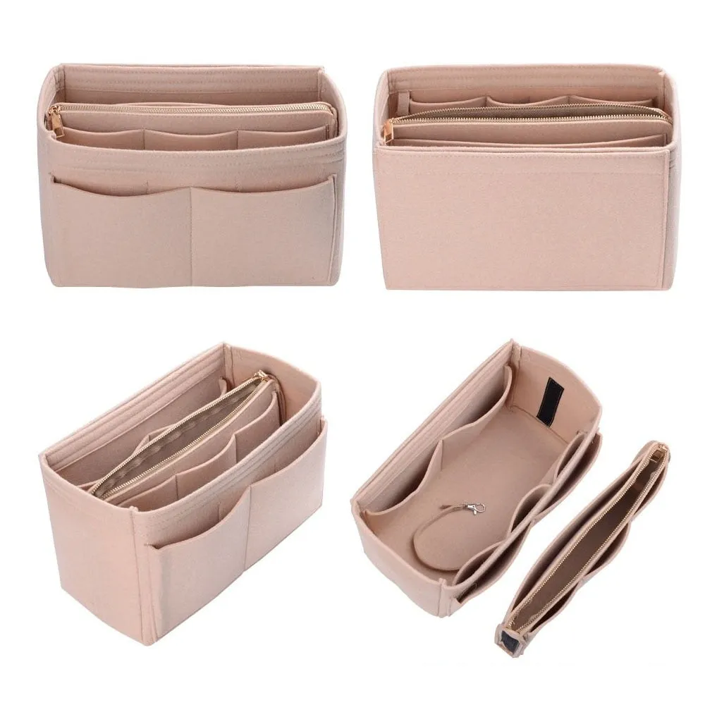 Cyflymder Purse Organizer Insert Makeup Handbag , Felt Bag organizer with zipper, Handbag & Tote Shaper, Fit Cosmetic Bags Never Full,Tote