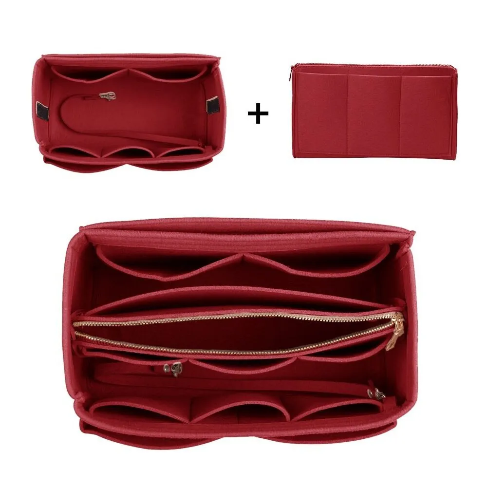 Cyflymder Purse Organizer Insert Makeup Handbag , Felt Bag organizer with zipper, Handbag & Tote Shaper, Fit Cosmetic Bags Never Full,Tote