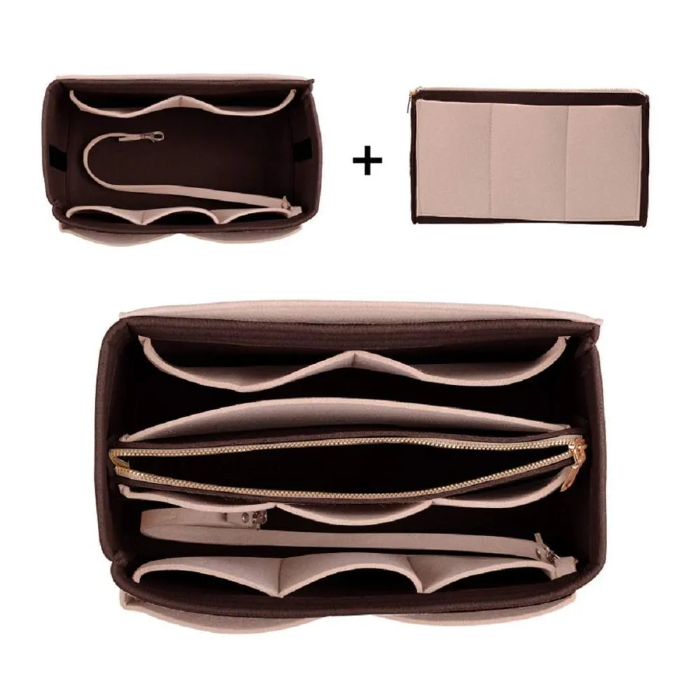Cyflymder Purse Organizer Insert Makeup Handbag , Felt Bag organizer with zipper, Handbag & Tote Shaper, Fit Cosmetic Bags Never Full,Tote