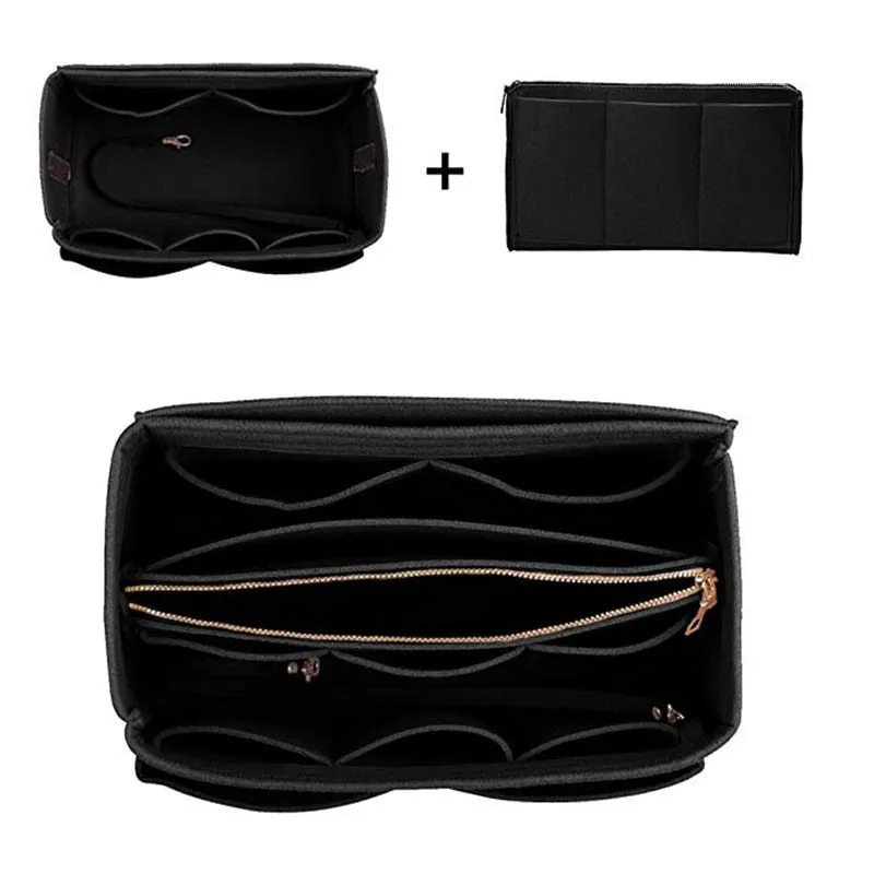 Cyflymder Purse Organizer Insert Makeup Handbag , Felt Bag organizer with zipper, Handbag & Tote Shaper, Fit Cosmetic Bags Never Full,Tote