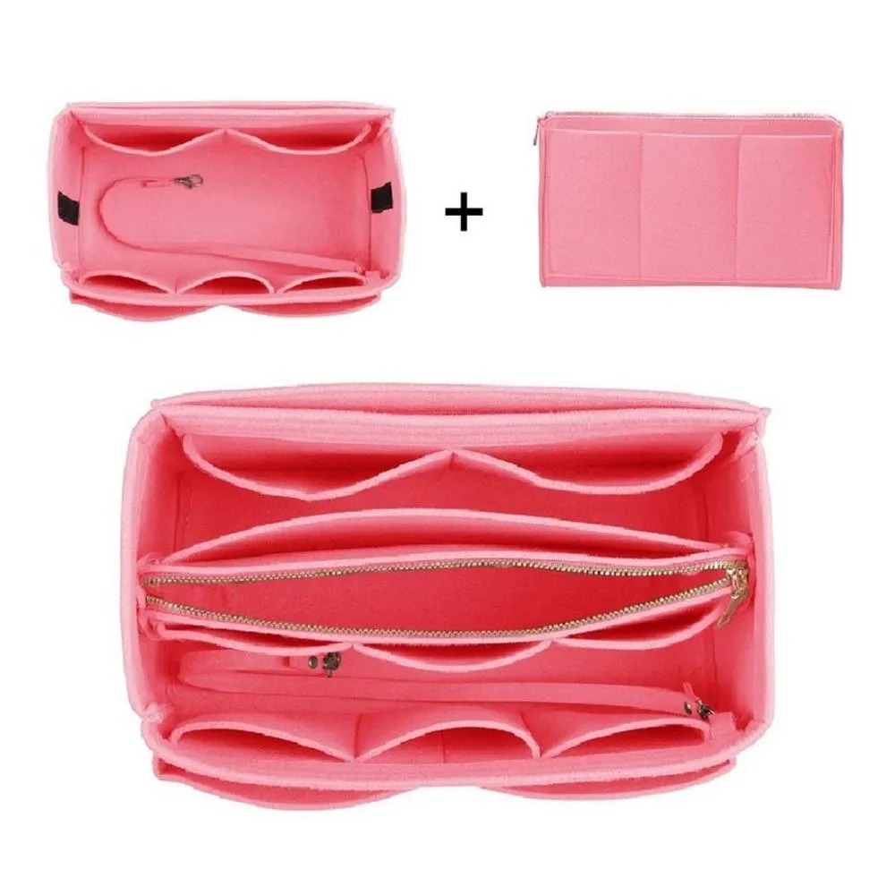 Cyflymder Purse Organizer Insert Makeup Handbag , Felt Bag organizer with zipper, Handbag & Tote Shaper, Fit Cosmetic Bags Never Full,Tote