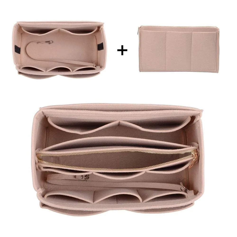 Cyflymder Purse Organizer Insert Makeup Handbag , Felt Bag organizer with zipper, Handbag & Tote Shaper, Fit Cosmetic Bags Never Full,Tote