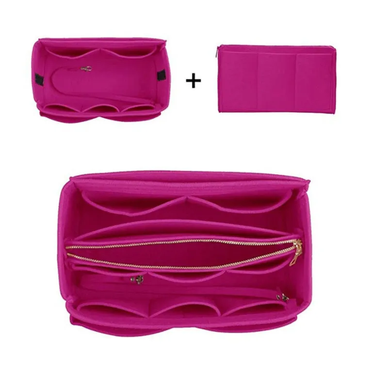 Cyflymder Purse Organizer Insert Makeup Handbag , Felt Bag organizer with zipper, Handbag & Tote Shaper, Fit Cosmetic Bags Never Full,Tote