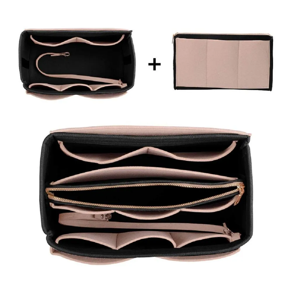 Cyflymder Purse Organizer Insert Makeup Handbag , Felt Bag organizer with zipper, Handbag & Tote Shaper, Fit Cosmetic Bags Never Full,Tote