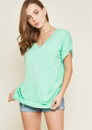 DARIA V NECK AQUA