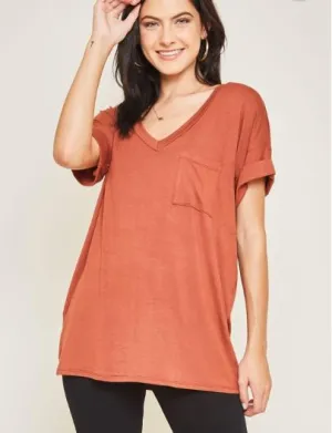 DARIA V NECK COPPER