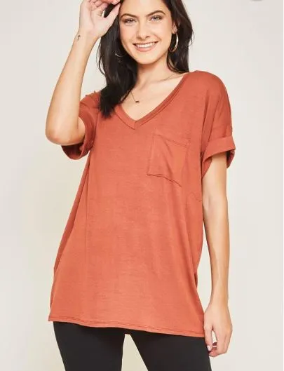 DARIA V NECK COPPER