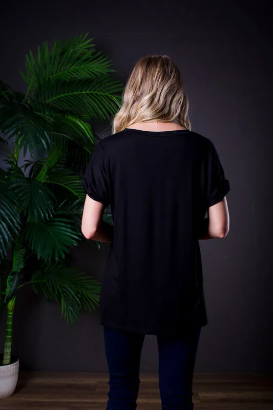 DARIA V NECK TEE BLACK