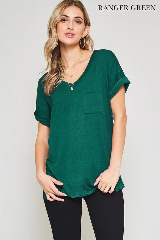 DARIA V NECK TEE GREEN-