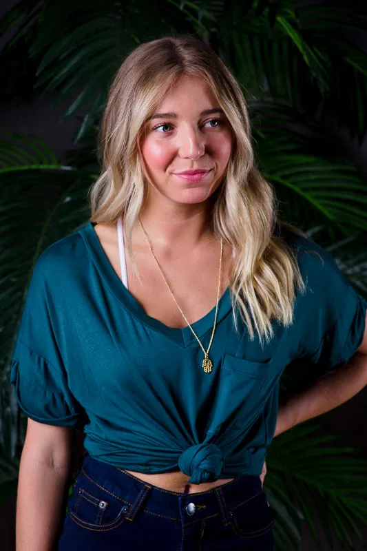 DARIA V NECK TEE GREEN-