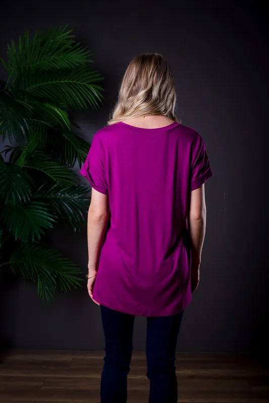 DARIA V NECK TEE MAGENTA PURPLE