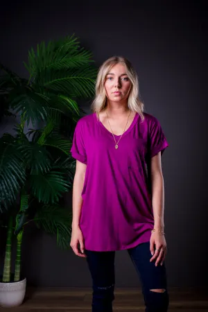 DARIA V NECK TEE MAGENTA PURPLE