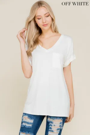 DARIA V NECK TEE OFF WHITE