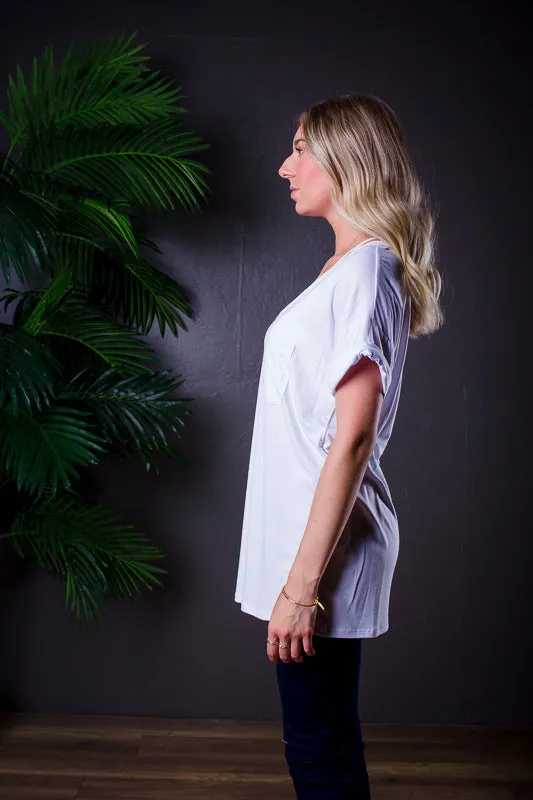 DARIA V NECK TEE WHITE *