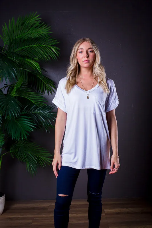 DARIA V NECK TEE WHITE *