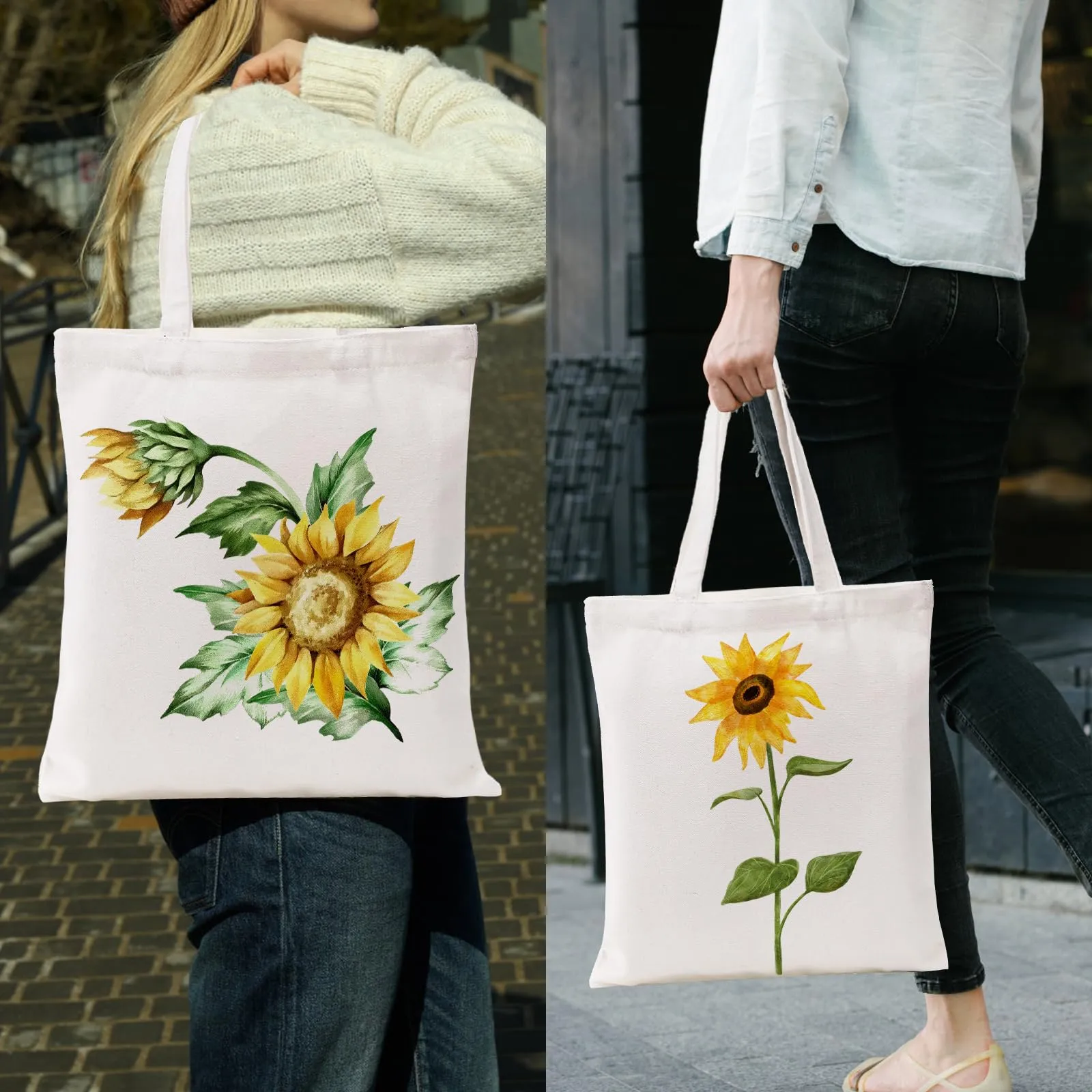 DEAYOU 12 Pack Canvas Tote Bag, 13" x 14" Sublimation Blank Cotton Cloth Bags, White Reusable Grocery Bags with Handles for Shopping, DIY Crafting, Heat Transfer, Gift, Activity