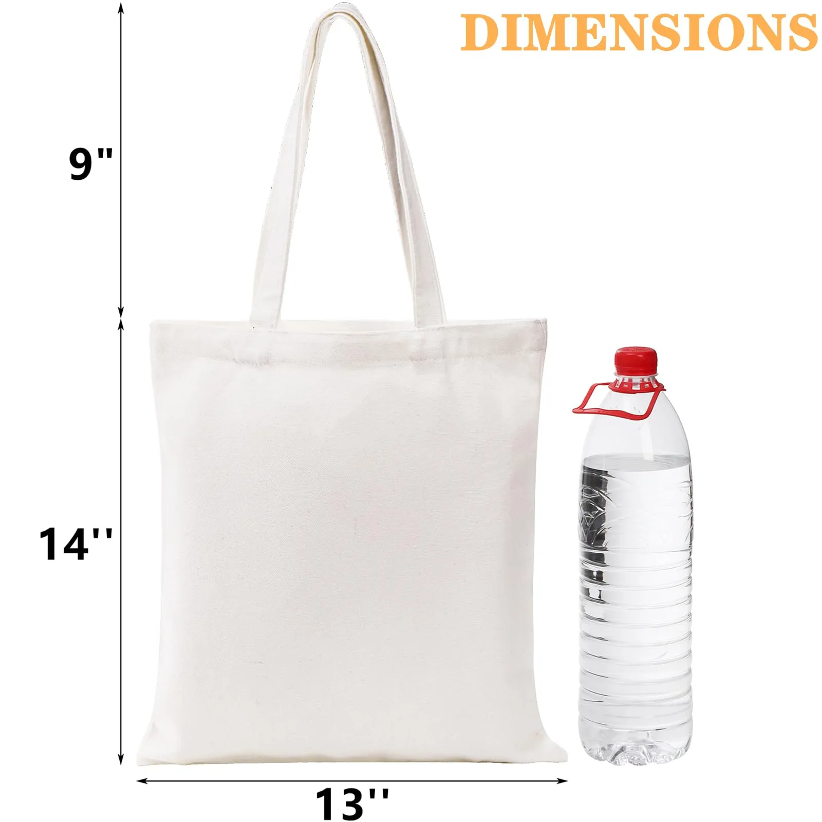 DEAYOU 12 Pack Canvas Tote Bag, 13" x 14" Sublimation Blank Cotton Cloth Bags, White Reusable Grocery Bags with Handles for Shopping, DIY Crafting, Heat Transfer, Gift, Activity