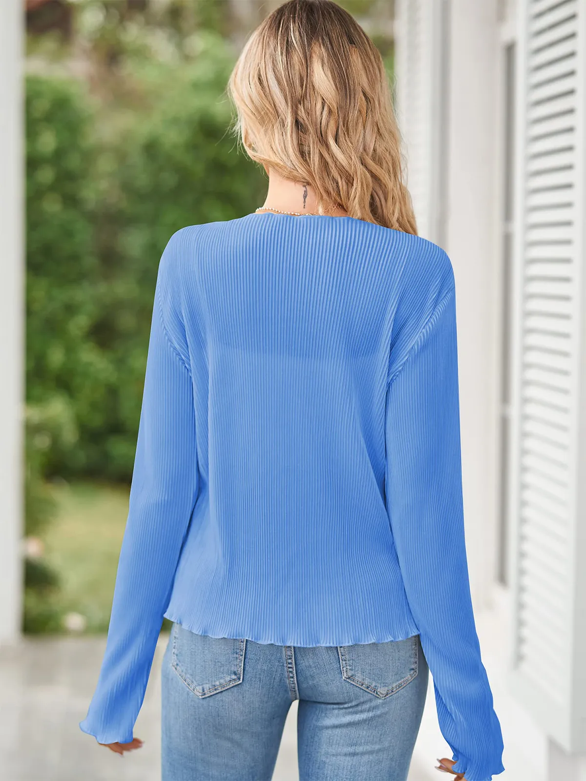 Deep V Neck Tie Front Top