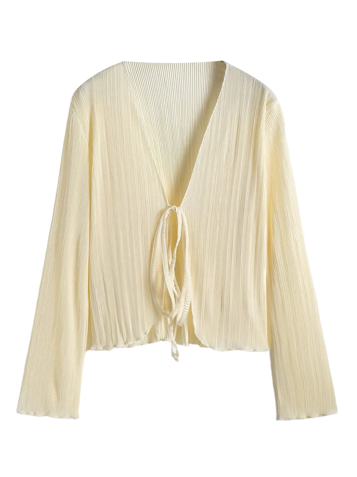 Deep V Neck Tie Front Top