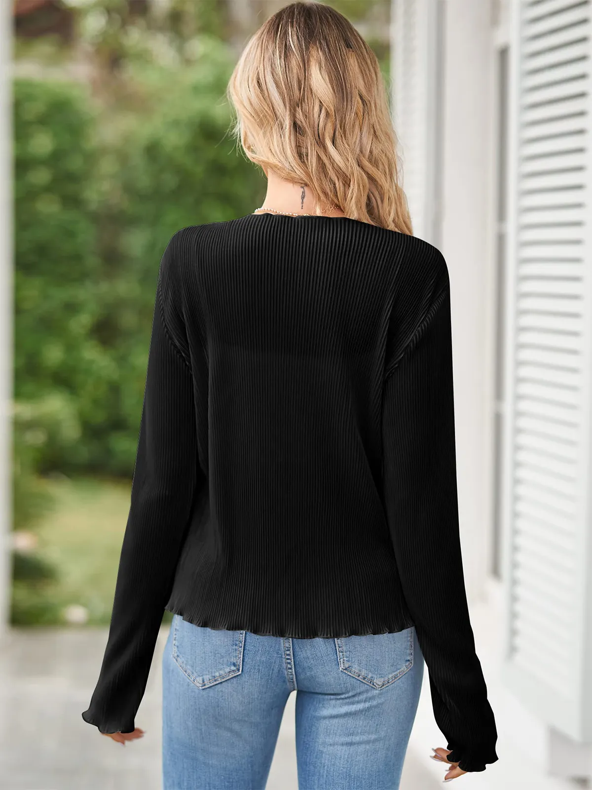 Deep V Neck Tie Front Top