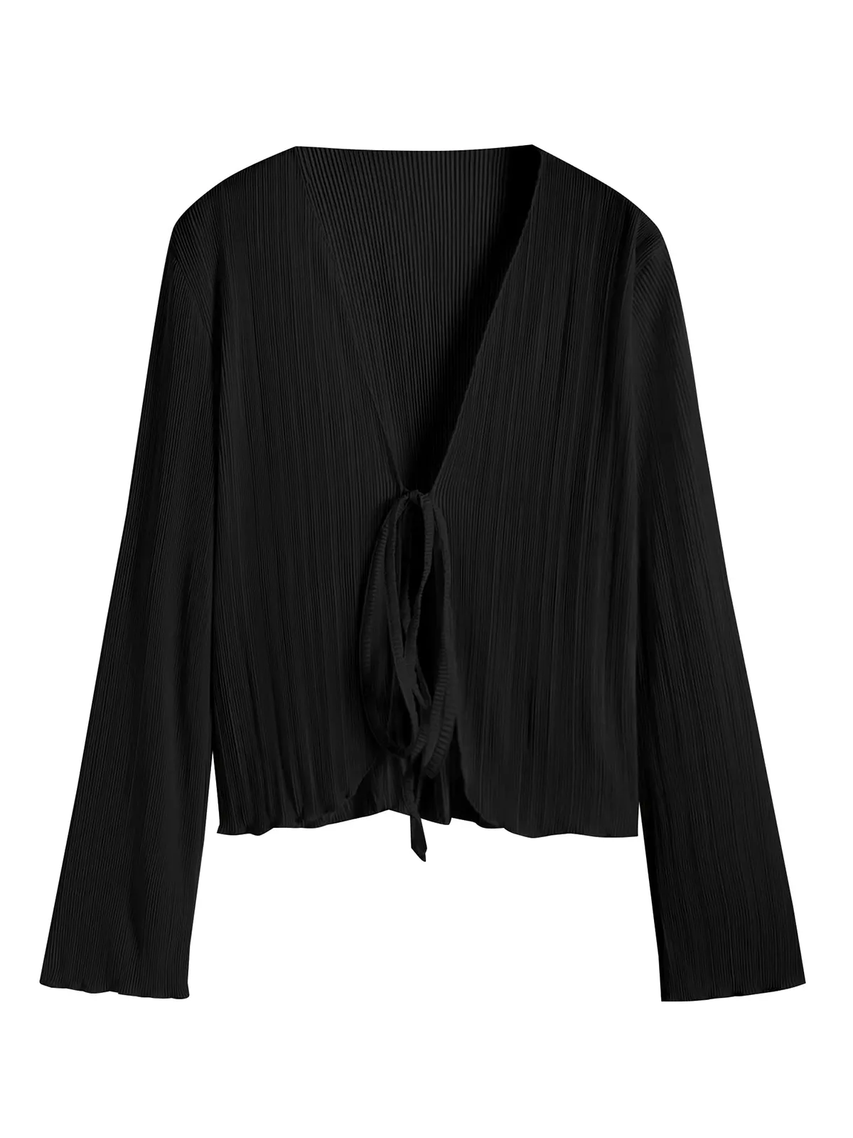 Deep V Neck Tie Front Top