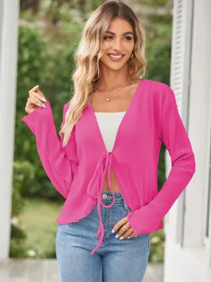 Deep V Neck Tie Front Top