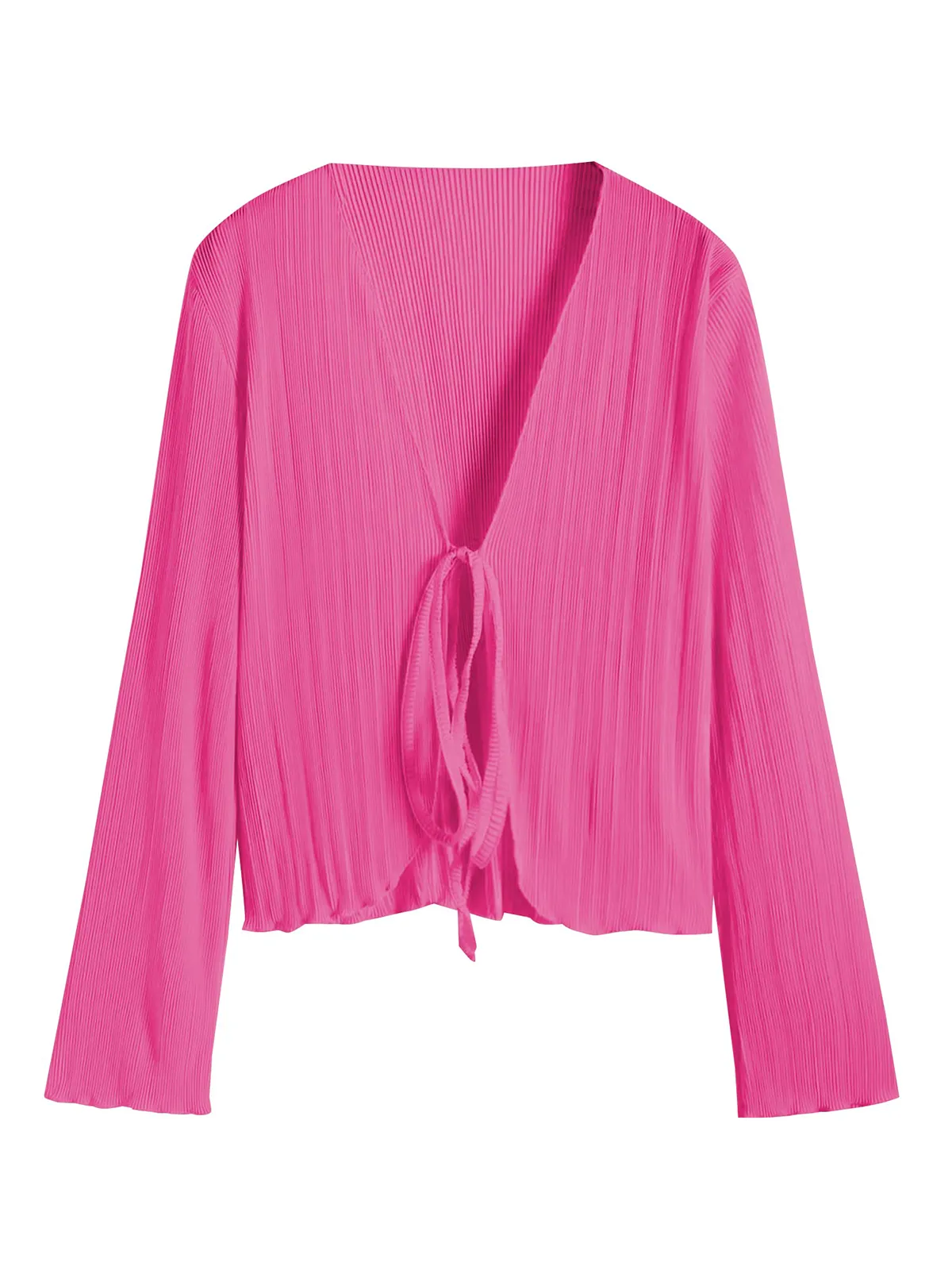 Deep V Neck Tie Front Top