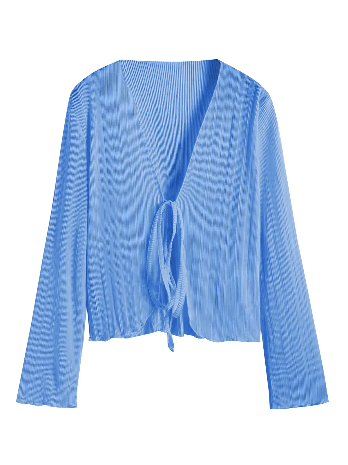Deep V Neck Tie Front Top