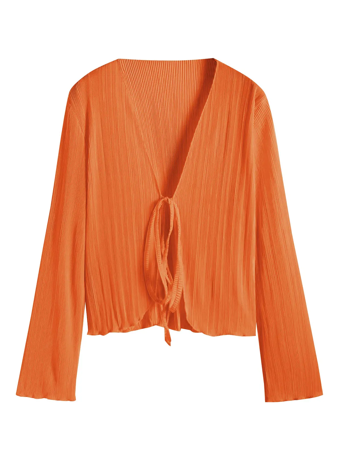 Deep V Neck Tie Front Top