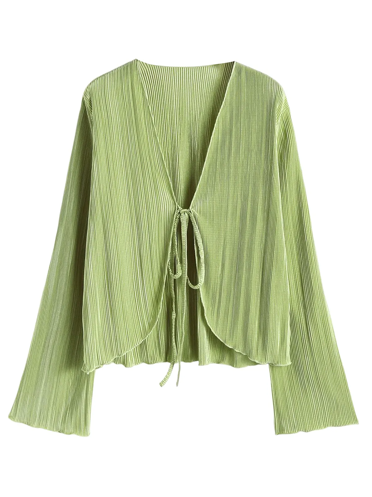 Deep V Neck Tie Front Top