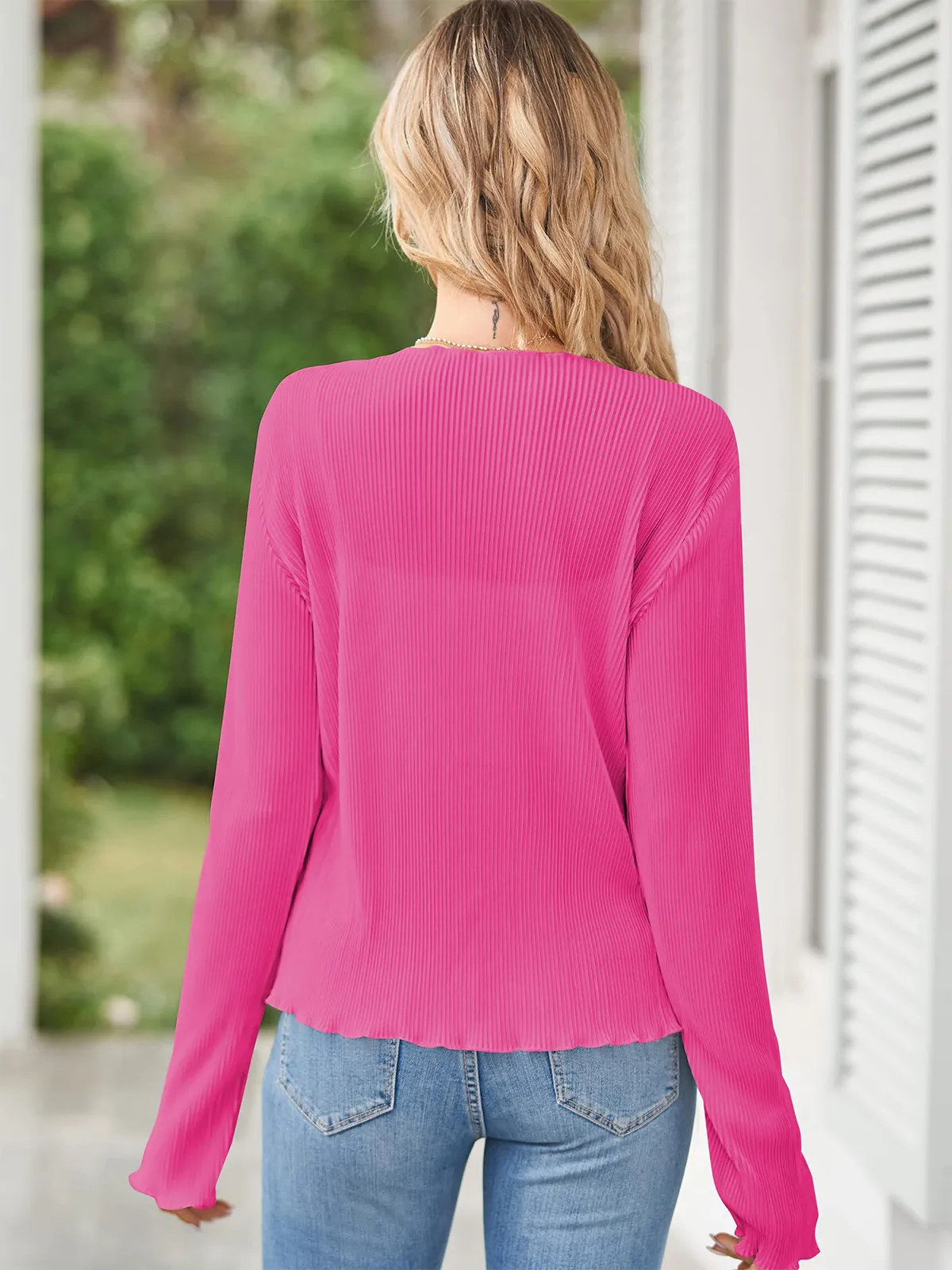 Deep V Neck Tie Front Top