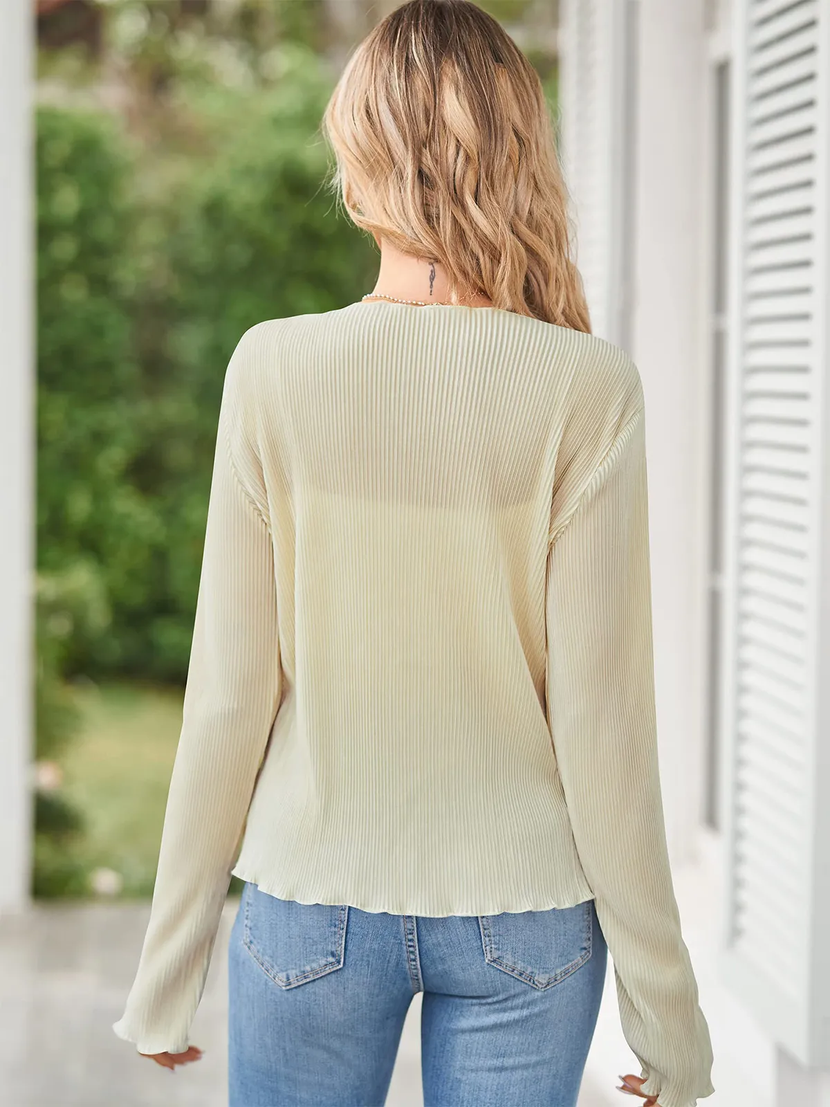 Deep V Neck Tie Front Top