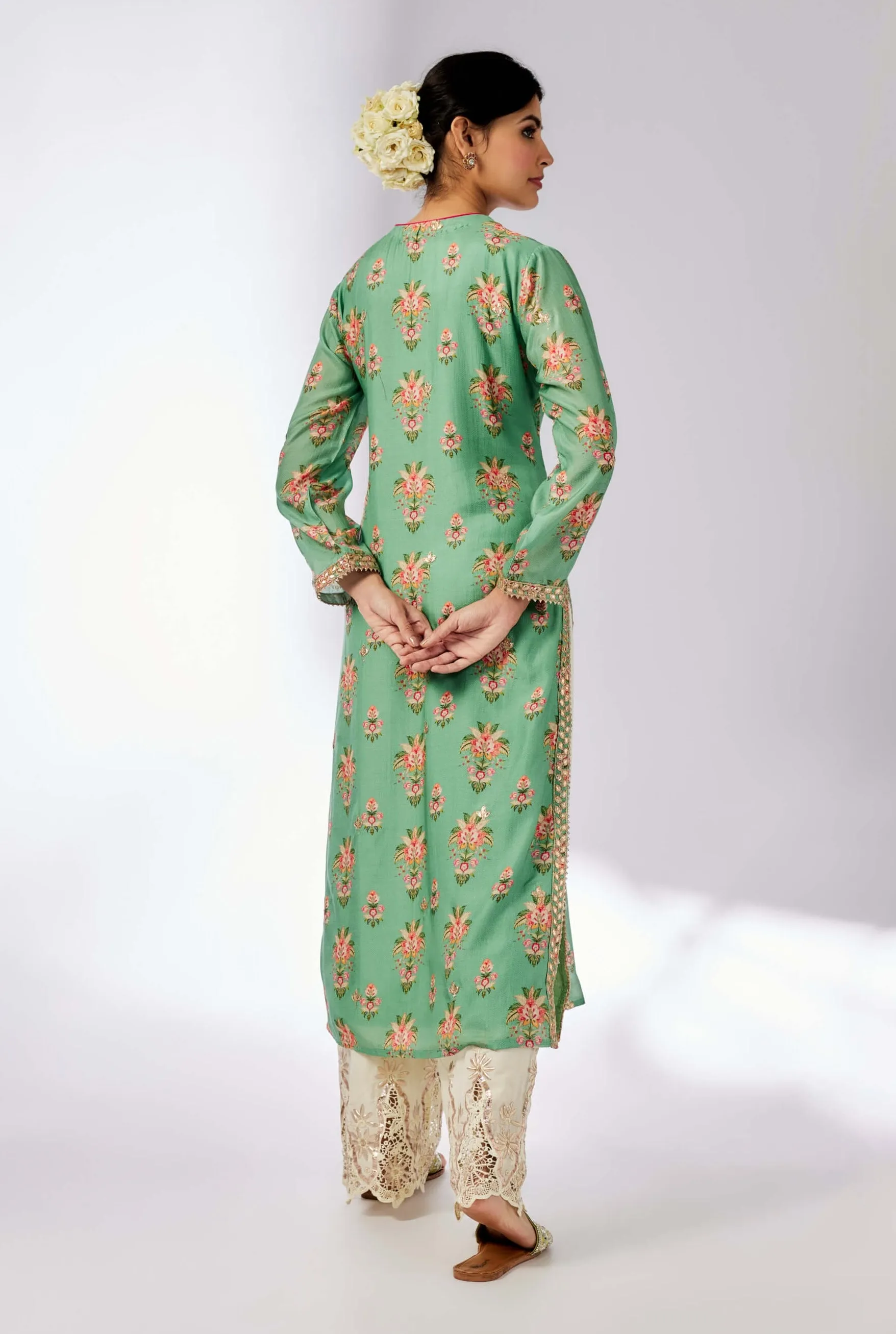 Dhara printed mint tunic
