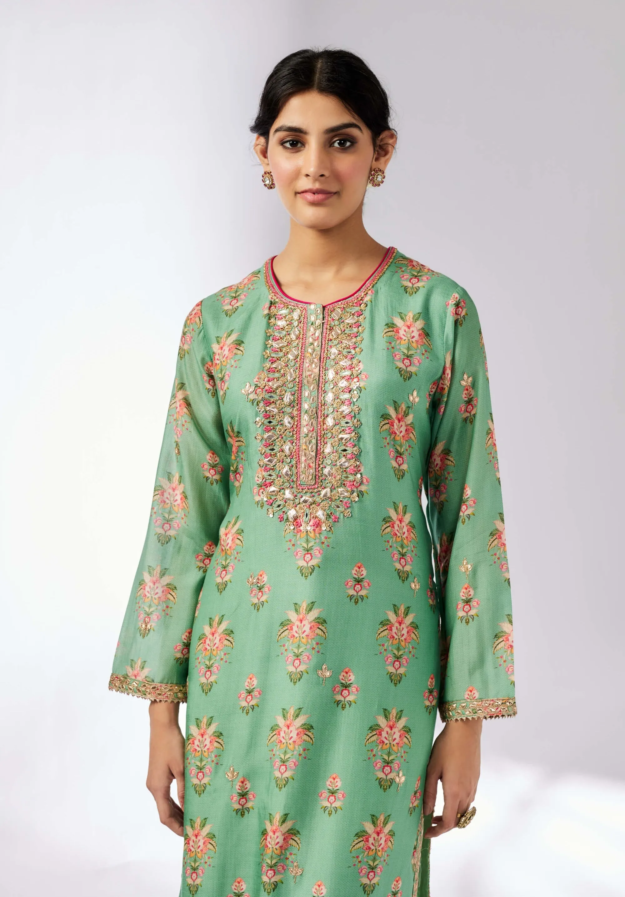 Dhara printed mint tunic