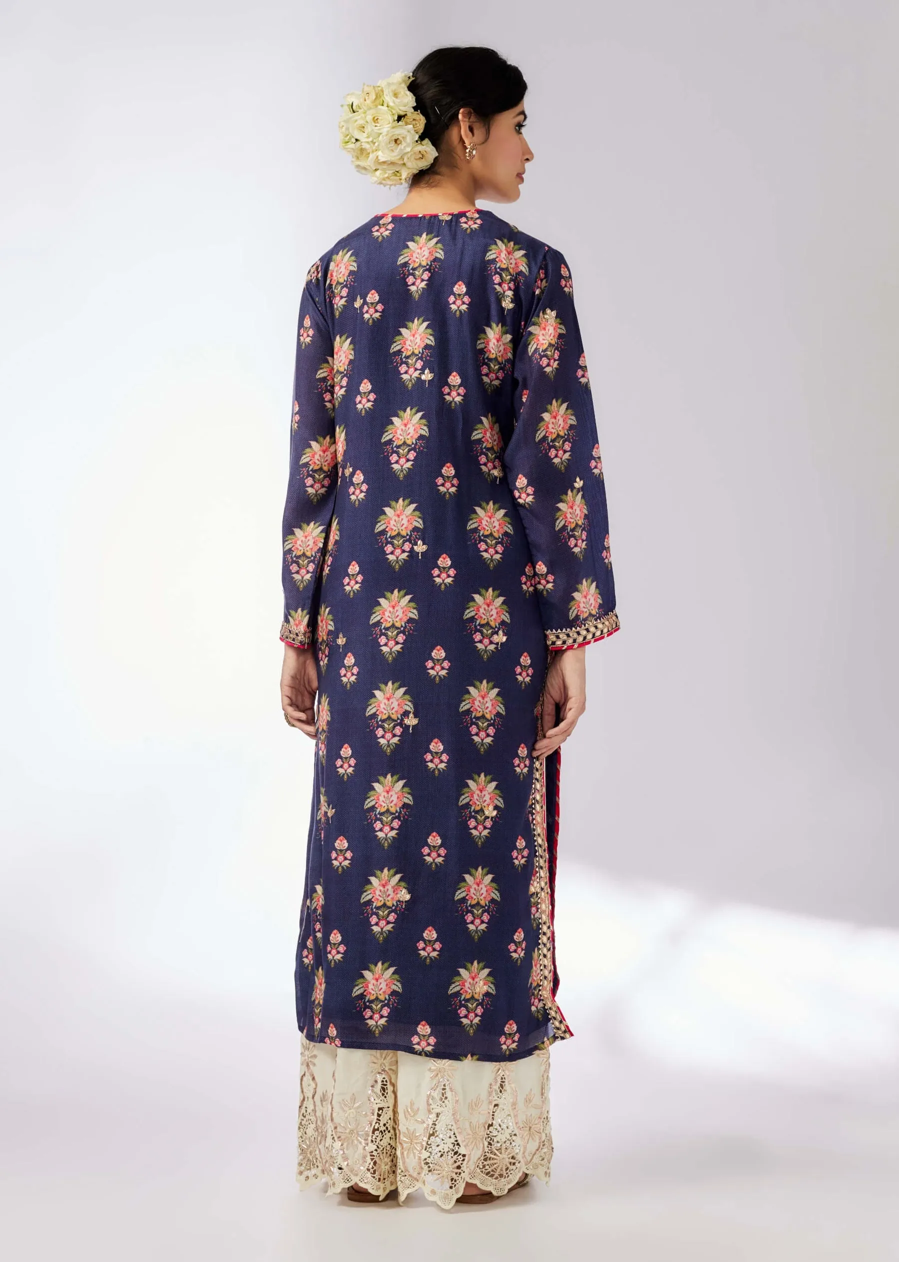 Dhara printed navy tunic