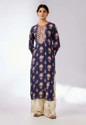 Dhara printed navy tunic