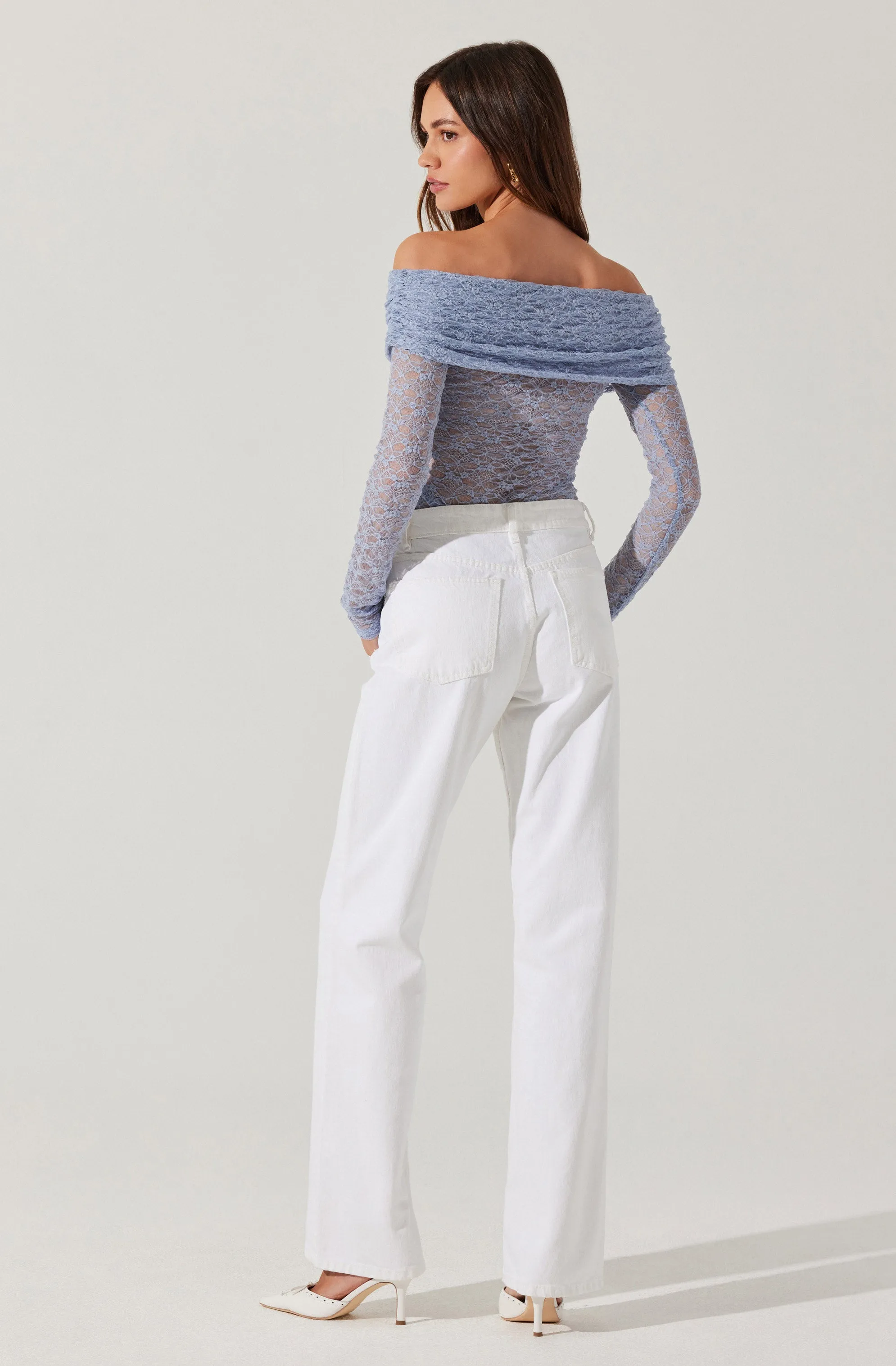 Diamante Lace Off Shoulder Top