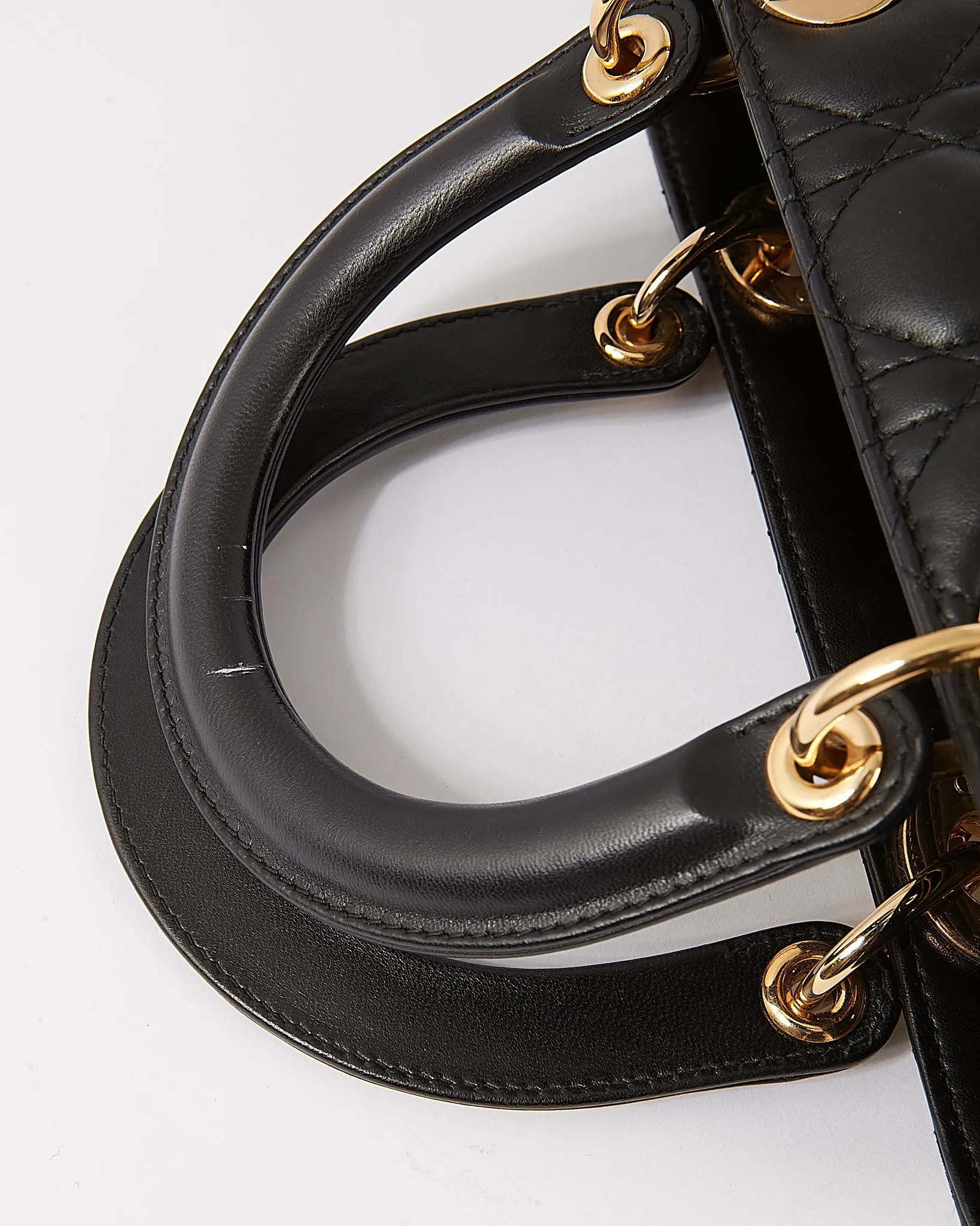 Dior Black Cannage Leather Medium Lady Dior Bag (no strap)