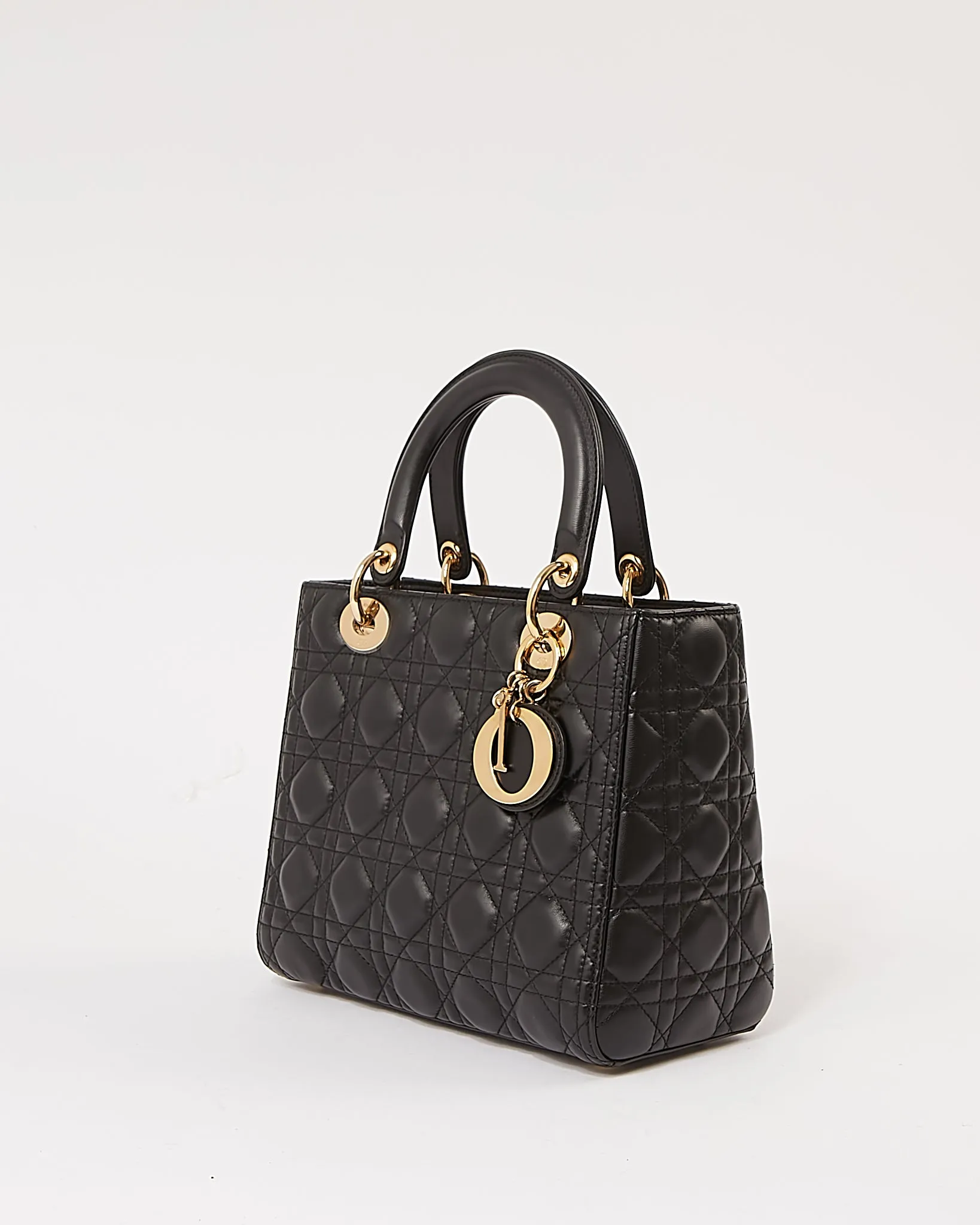 Dior Black Cannage Leather Medium Lady Dior Bag (no strap)