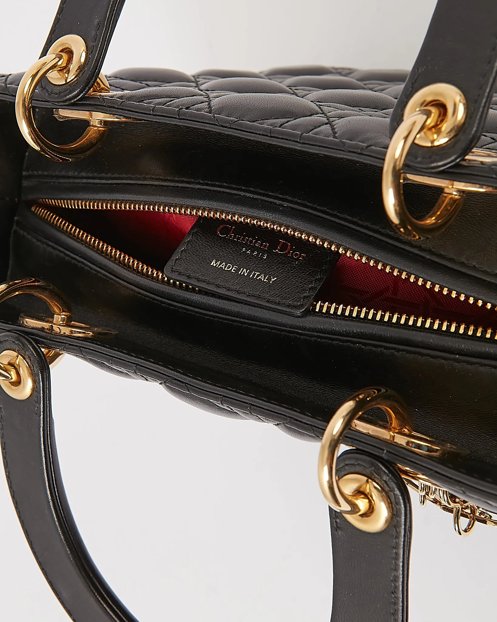 Dior Black Cannage Leather Medium Lady Dior Bag (no strap)
